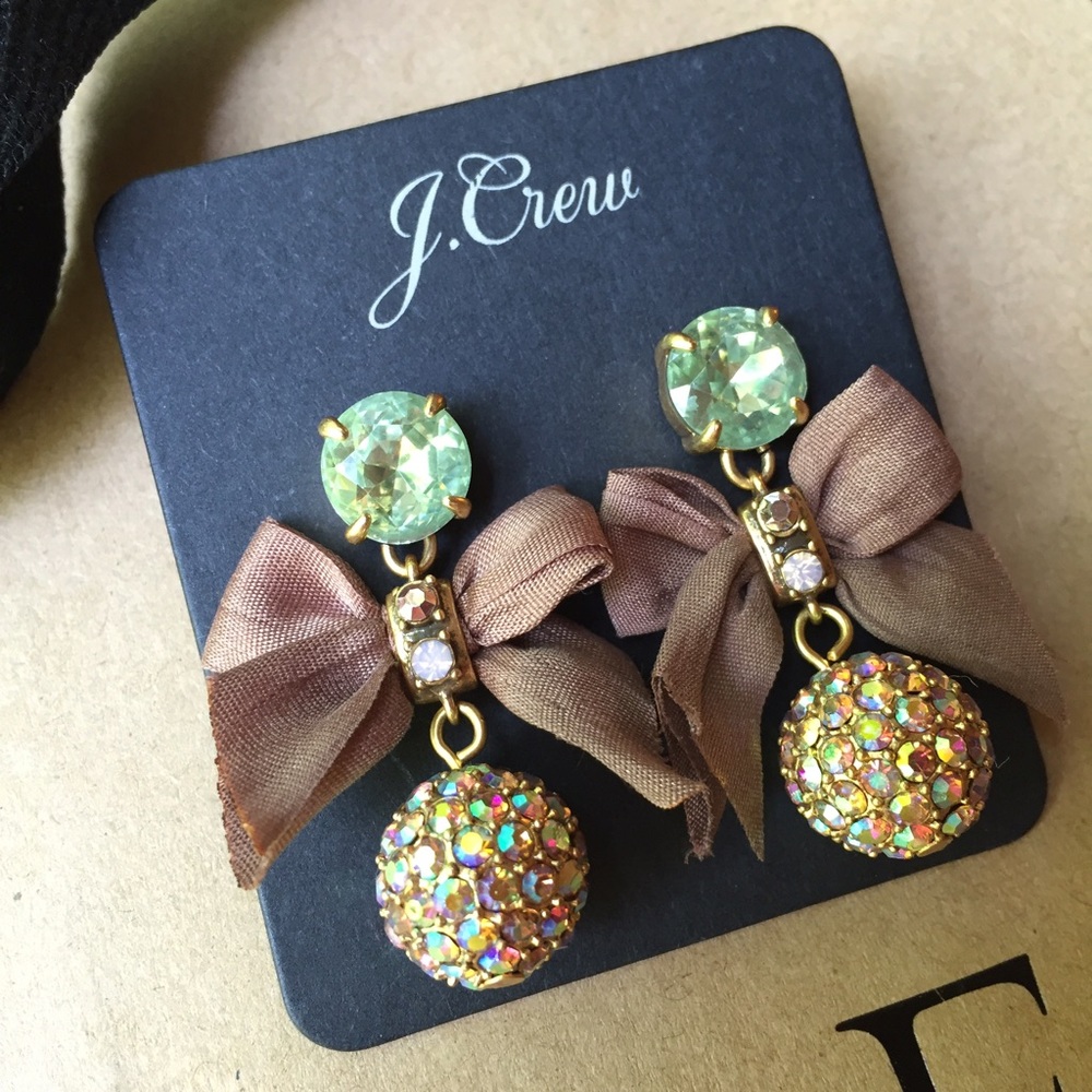 J.CREW drop crystal earrings with bow
